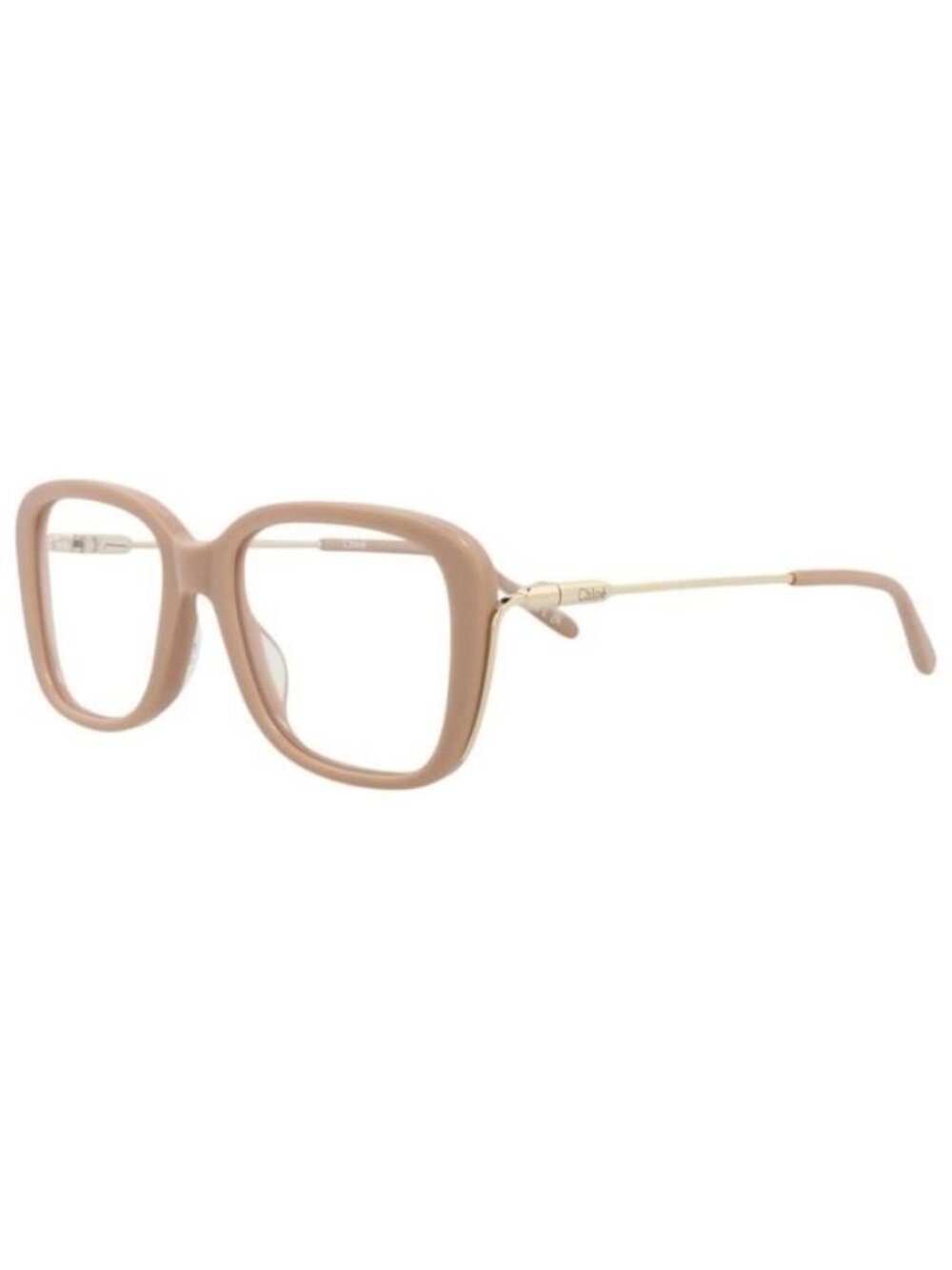 New Chloé Womens Square/Rectangle Nude Gold Transparent Fashion Designer Eyeglas
